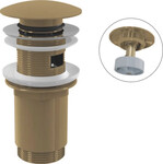 Spust umywalki CLIK/CLAK 5/4" metalowy z przelewem, duży korek, GOLD-mat szczotkowany A392-G-B