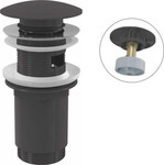 Spust umywalki CLIK/CLAK 5/4" metalowy z przelewem, duży korek, GUN METAL-mat szczotkowany A392-GM-B