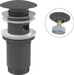 Spust umywalki CLIK/CLAK 5/4" metalowy z przelewem, duży korek, GUN METAL-połysk A392-GM-P