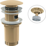 Spust umywalki CLIK/CLAK 5/4" metalowy z przelewem, duży korek, GOLD-połysk A392-G-P
