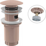 Spust umywalki CLIK/CLAK 5/4" metalowy z przelewem, duży korek, RED GOLD-połysk A392-RG-P