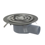 Kratka ściekowa 105×105/50 mm odpływ boczny, kratka i kołnierz nierdzewne, dwa poziomy izolacji, kombinowany syfon SMART APV3513