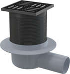 Kratka ściekowa 105×105/50 mm odpływ boczny, kratka nierdzewna czarny-mat, kombinowany syfon SMART APV31BLACK