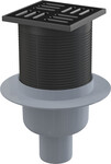 Kratka ściekowa 105×105/50 mm, odpływ pionowy, kratka nierdzewna, czarny-mat, kombinowany syfon SMART APV32BLACK
