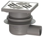 Classic drain DN50, side drain with a screwed-on stainless steel grate 138x138