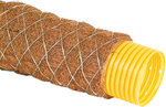 PVC drainage pipe DN/OD 100x91, roll 50m, with a coconut fiber filter, type TP (fully draining, perforation holes all around), corrugated, yellow color /50m/