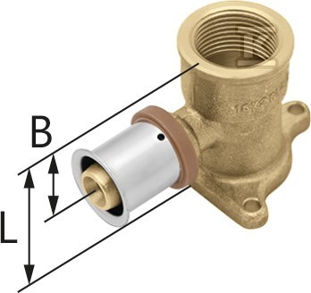 Sárgaréz fali könyök fülekkel GW - 1009285032