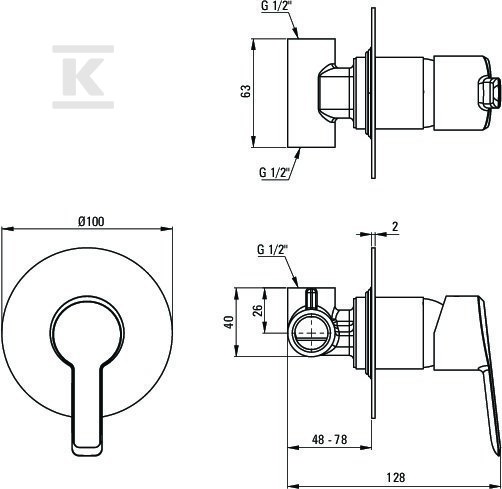 Bateria prysznicowa podtynkowa bez - BQA_D44L