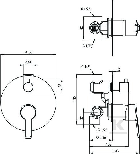 Bateria prysznicowa podtynkowa z - BQA_044P