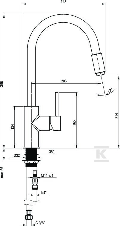 Bateria zlewozmywakowa z podłączeniem - BCA_B64M