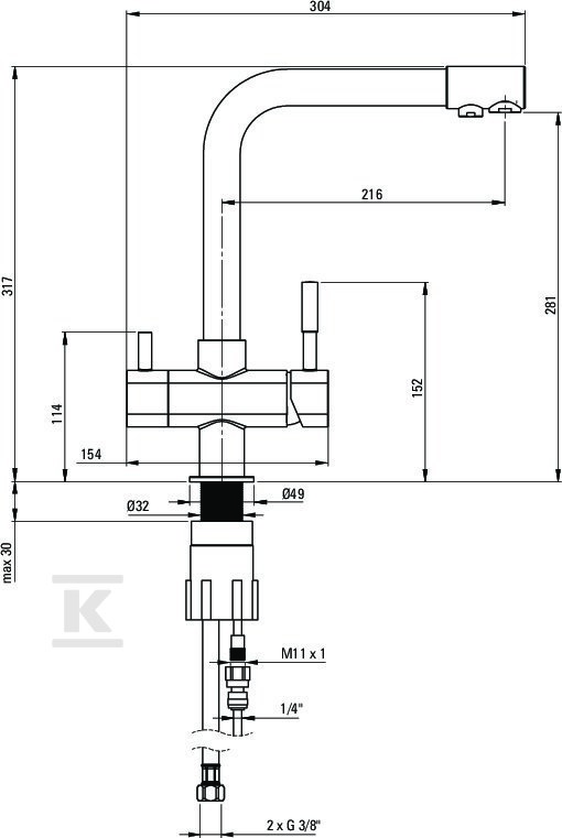 Bateria zlewozmywakowa z podłączeniem - BCH_065M