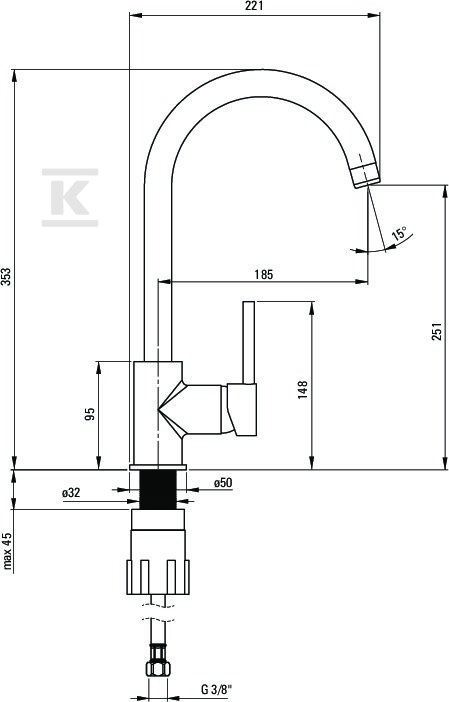 Bateria zlewozmywakowa Milin, czarny - BEU_B62M