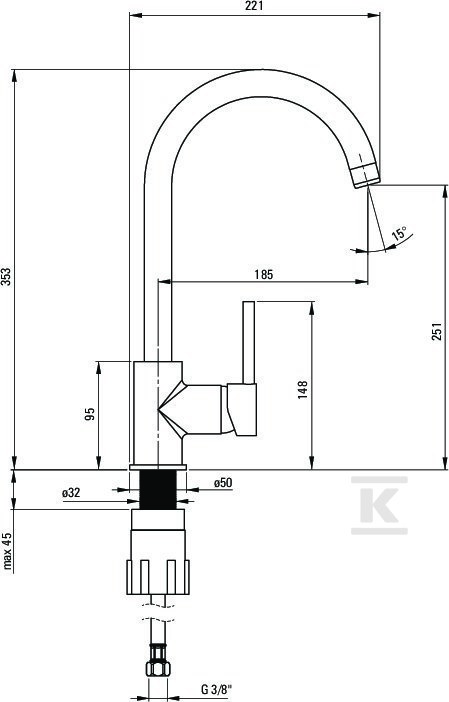 Milin kitchen faucet, matt gray - BEU_S62M