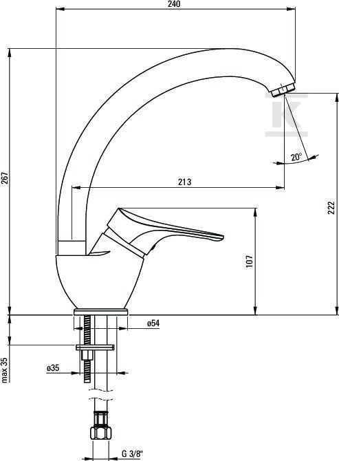 JOKO chrome sink mixer with "f" spout - BOJ_066M