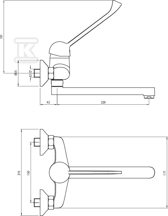 JOKO clinic mixer chrome Wall-mounted - BOJ_080C