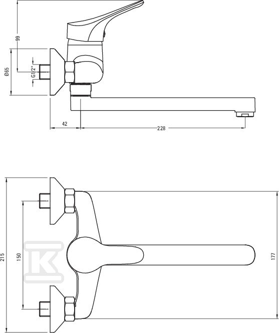 JOKO chrome faucet Wall-mounted sink - BOJ_080M