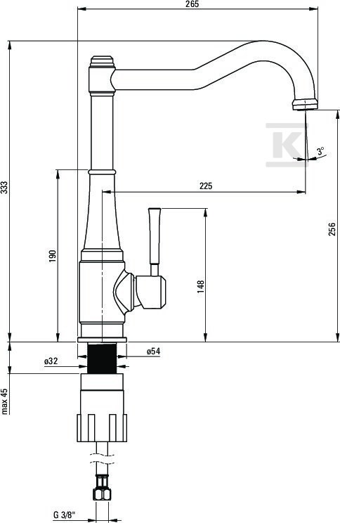 Bateria zlewozmywakowa z prostokątną - BQT_063M