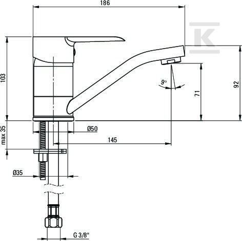 Corio washbasin tap with swivel spout, - BFC_026M