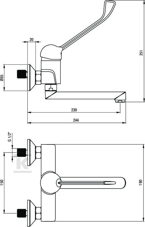 Bateria umywalkowa ścienna z dźwignią - BFC_050C