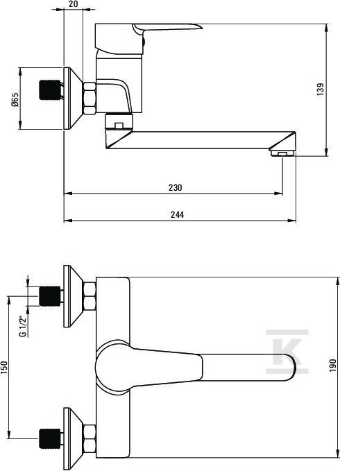 Corio wall-mounted washbasin tap, - BFC_050M