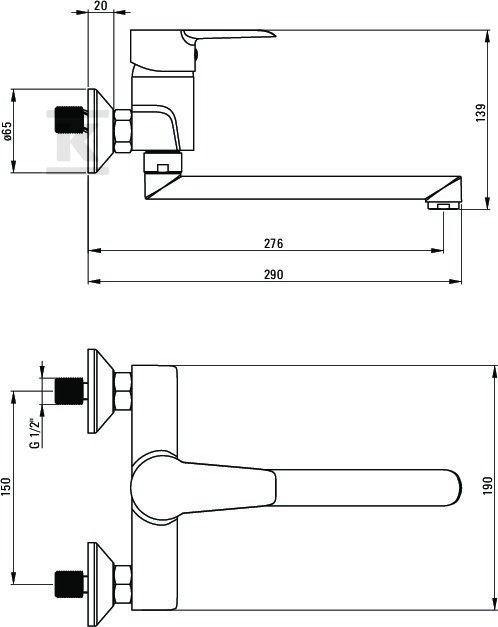 Corio wall-mounted kitchen faucet, - BFC_080M