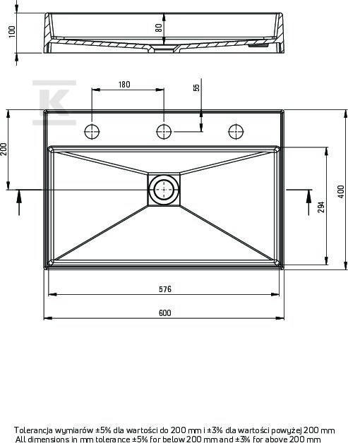 Countertop granite washbasin - 60x40 cm - CQR_TU6S