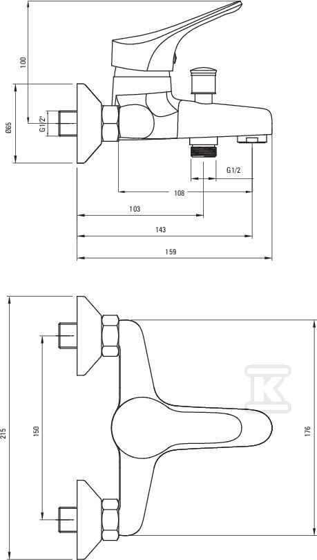 JOKO chrome bath mixer without shower - BOJ_010M