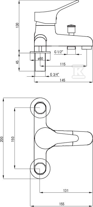 Bateria wannowa Joko chrom nastojąca - BOJ_015M