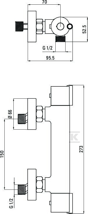 JOKO chrome thermostatic shower mixer - - BOJ_04BT