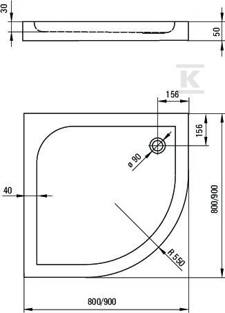 Quadrant acrylic CUBIC shower tray, 3 - KTK_052B