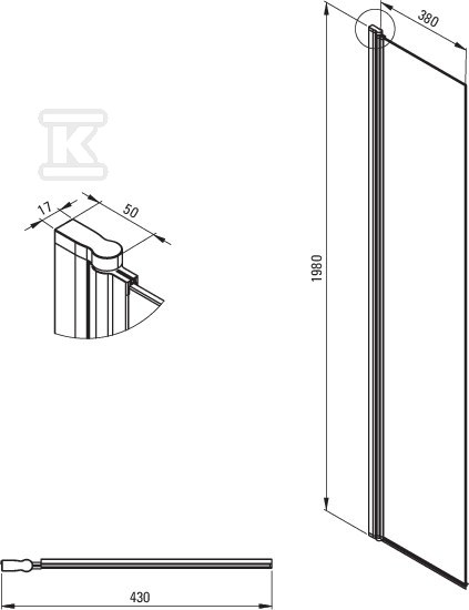 Panel ruchomy do kabin Kerria Plus - KTSXN72P