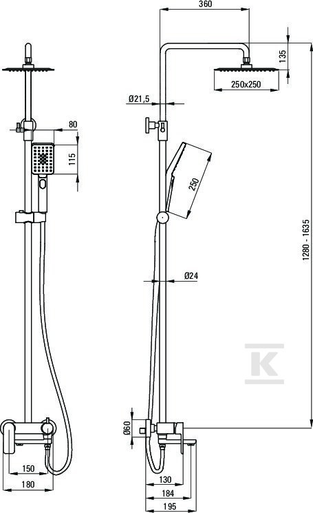 CASCADA chrome alpinia rain shower with - NAC_01AM