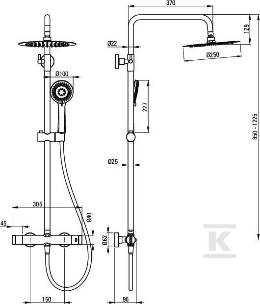 Rain shower with thermostatic shower - NAC_04OT