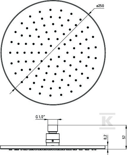Głowica prysznicowa okrągła - 250 mm - NAC_N91K