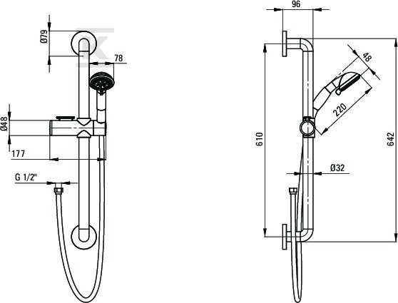 VITAL shower set, steel, 3 functions - NIV_051K