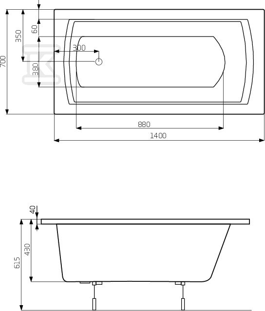 Vaňové nohy Linea 1400X700 - A24T002000