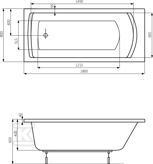 Linea Biela vanička na nohy 1800X800 - A24T058000