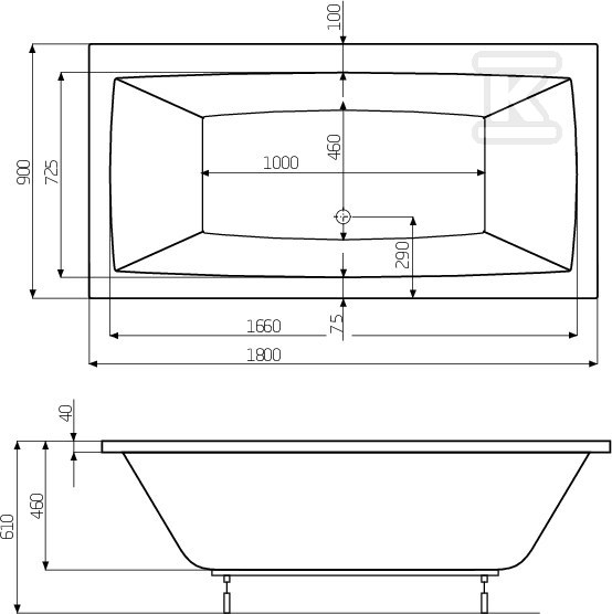 Cada Vita 1800X900 Picioare - A24T082000