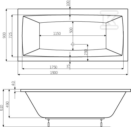 Vaňa Vita 1900X900 Nohy - A24T090000