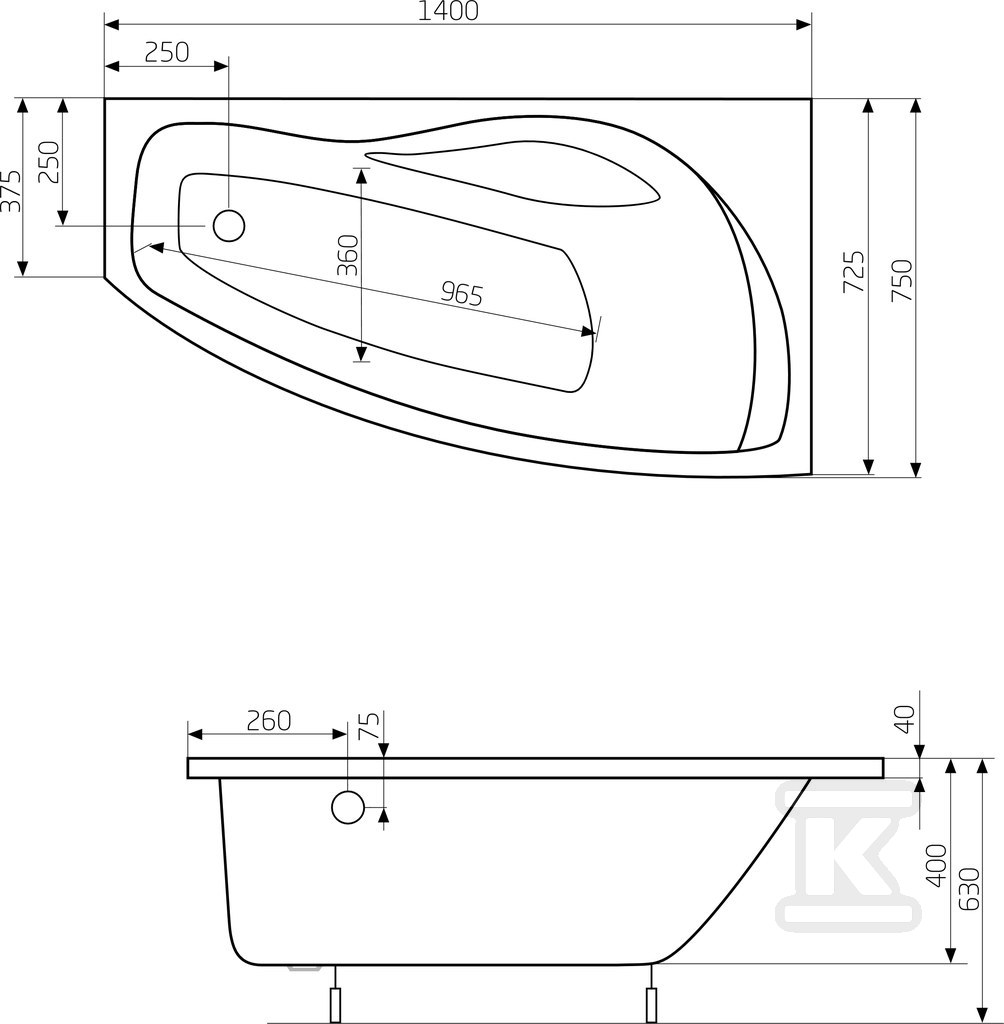 Vanové nohy Nicole Pr 1400X750 - A24T113000