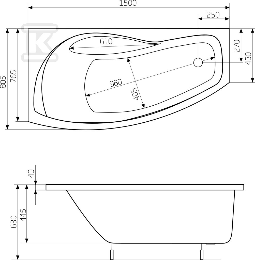 Bathtub Legs Nicole Le 1500X800 - A24T121000