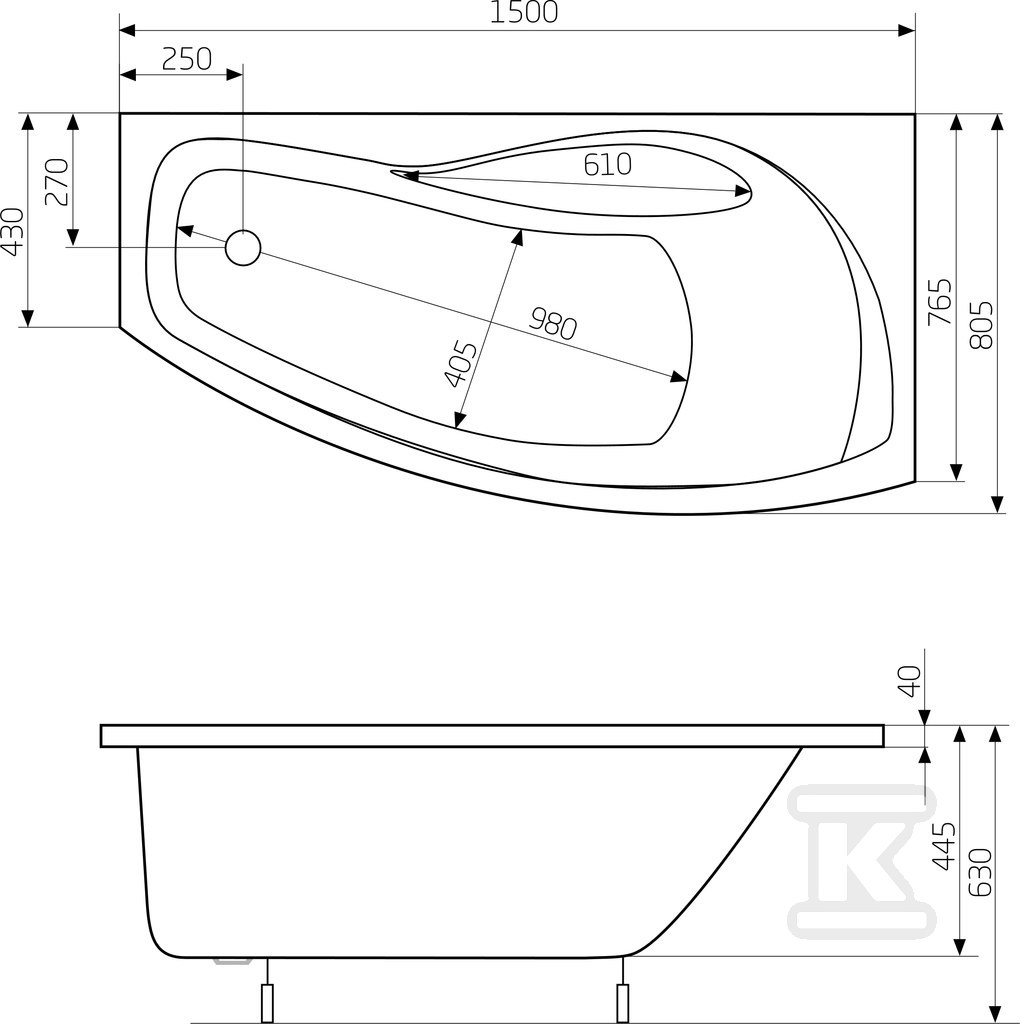 Vanové nohy Nicole Pr 1500X800 - A24T129000