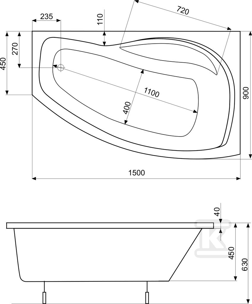 Nohy do vane Nicole Pr 1500X900 - A24T145000