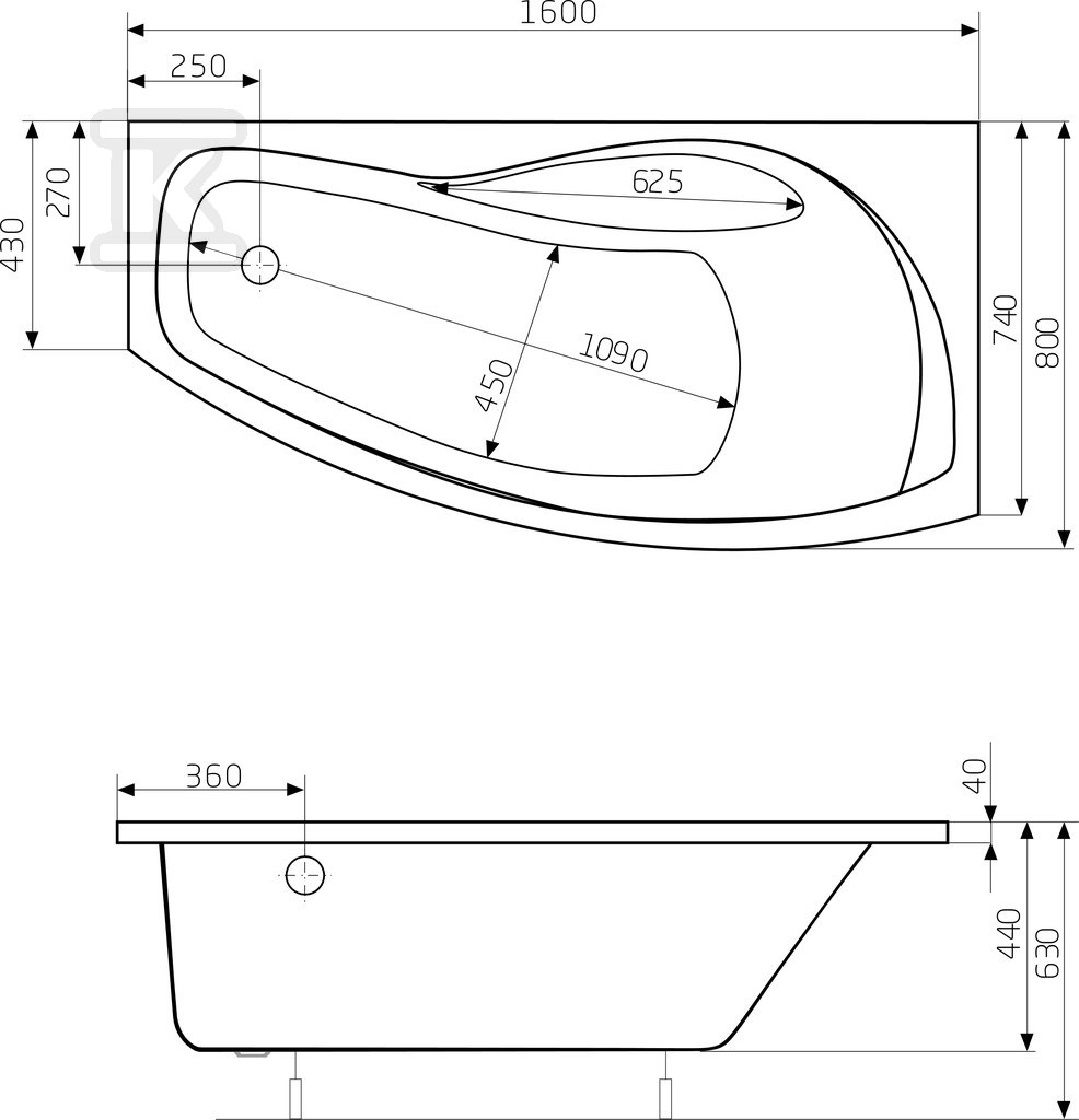 Vanové nohy Nicole Pr 1600X800 - A24T161000