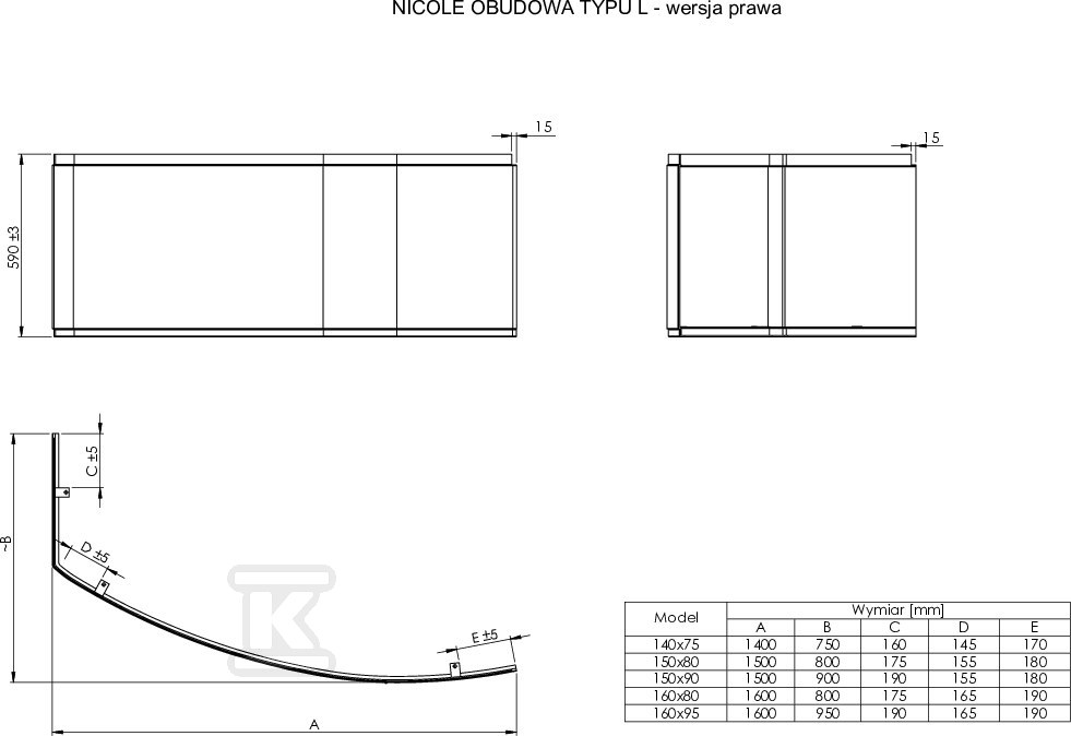 Akrylové pouzdro Nicole Pr 1400X750 - A25T046000