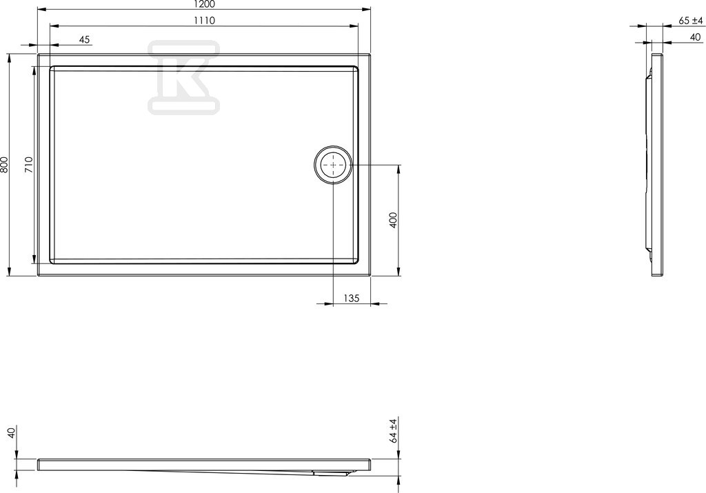 ROCA GRANADA 120x80x4 sprchová vanička - A276262000