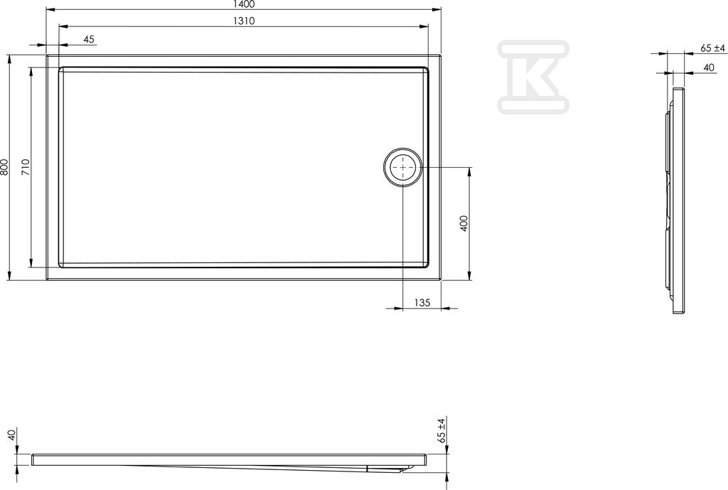 ROCA GRANADA 140x80x4 sprchová vanička - A276263000