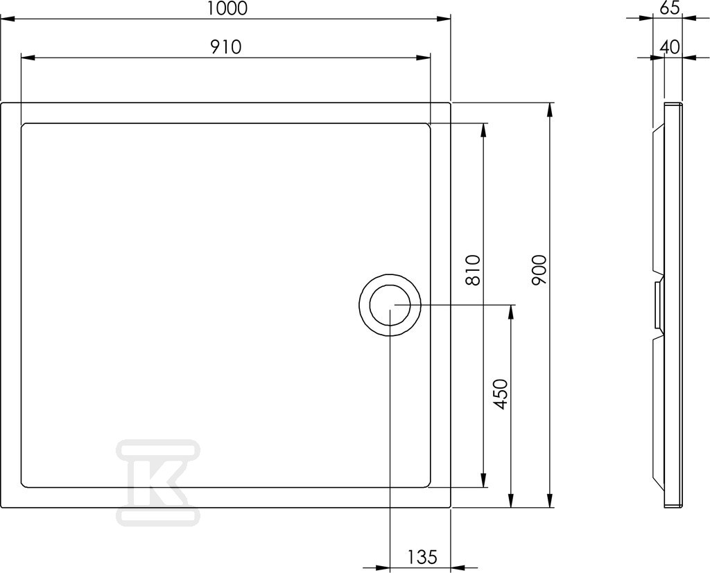 Brodzik GRANADA 100x90x4 FLAT - A276337000