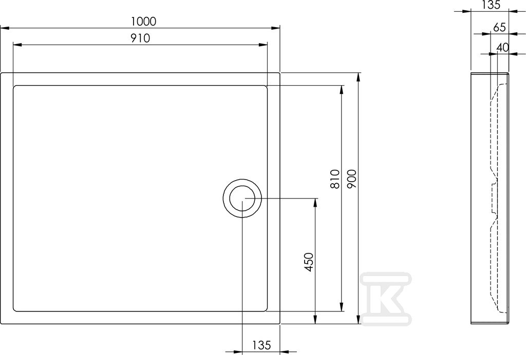 Brodzik GRANADA 100x90x13 COMPACT, - A276339000