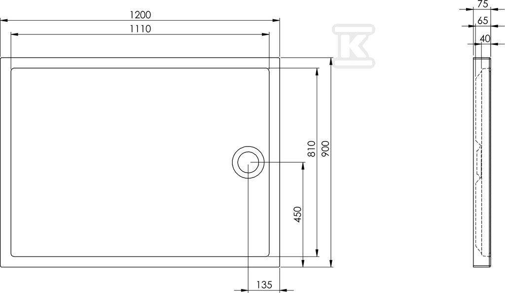 Brodzik GRANADA 120x90X7,5 MEDIO - A276341000